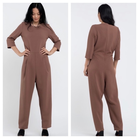 Kaarem Agati Mid Sleeve Jumpsuit- Cocoa Brown Large - Picture 5 of 11